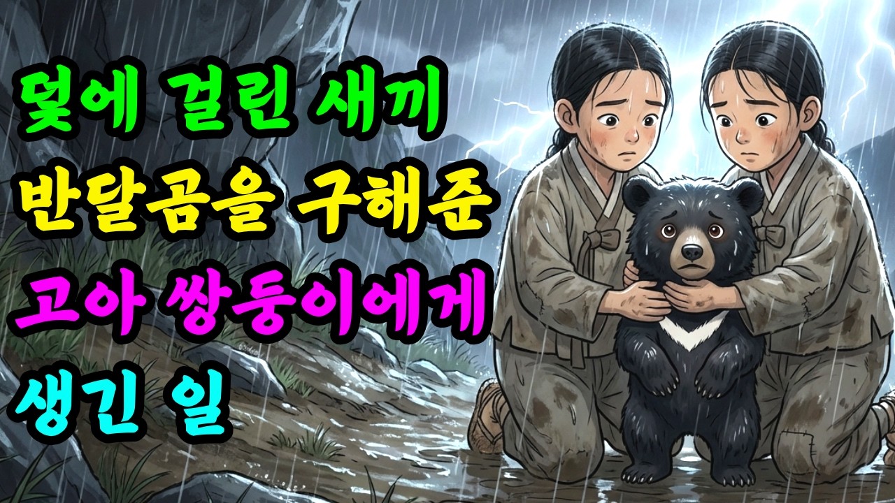 비바람 몰아치는 날 사냥꾼의 덫에 걸린 새끼 반달곰을 구해준 부모 잃은 쌍둥이 형제, 5년 후 믿기 힘든 일이 벌어지는데 | 야담 | 옛이야기 | 민담 | 설화