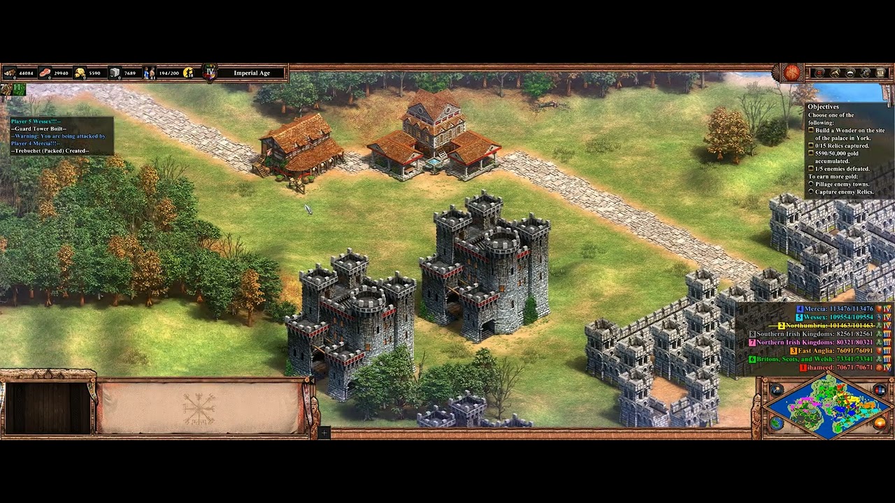 Age of Empires 2 | York (865) Wessex & Mercia Destroyed by Catapult Only