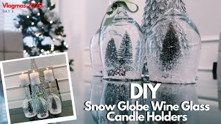 Dollar Tree Christmas DIY 2020: Snow Globe Wine Glass Candle Holders! // VLOGMAS Day 3