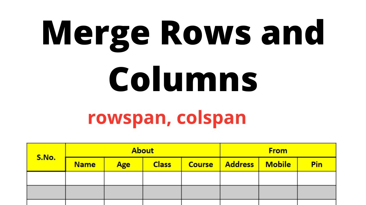 td colspan  Update 2022  How to merge to rows \u0026 columns in HTML | rowspan \u0026 colspan in html | by Vivek Shakya | tutorial: 11