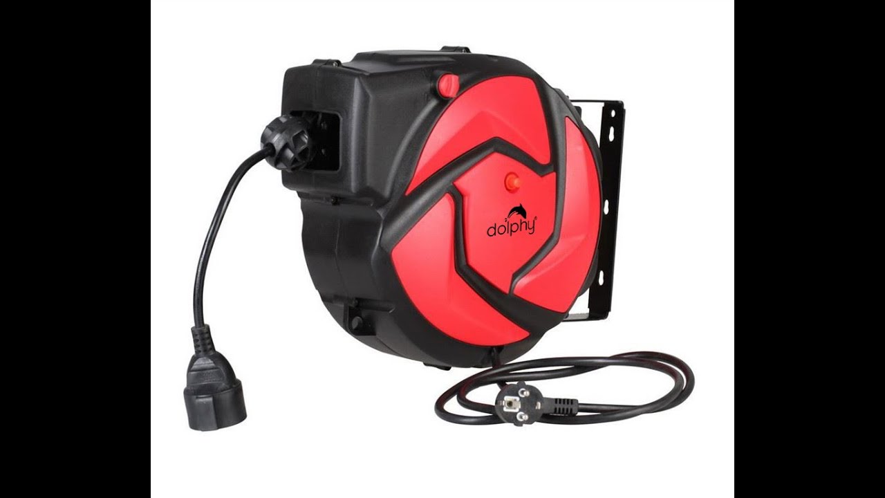 Dolphy Extension Cord Reel, 15 M Retractable Power Cord Reel, Wall