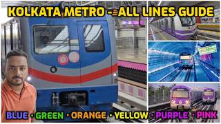 Kolkata Metro Lines 2026 | All Routes & Map Explained | Blue, Green, Orange, Yellow, Purple, Pink screenshot 2