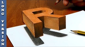Try to do 3D Trick Art on Paper, floating letter R, Long version