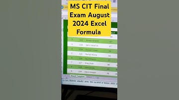 MS-CIT Final Exam August 2024 #excel #mscitexamquestions2024 #mscit #formula #ifformula #shortsfeed