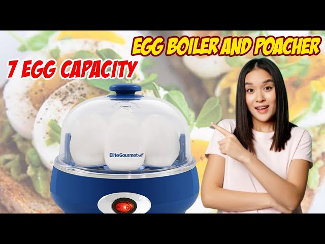 Egg Boiler and Poacher  Elite Gourmet Easy Electric 7 Egg Capacity Cooker  