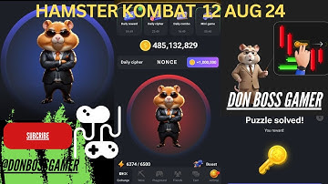Hamster Kombat Daily Cipher Code & Mini Puzzle Game 12 AUG I   #hamsterkombat 🐹�