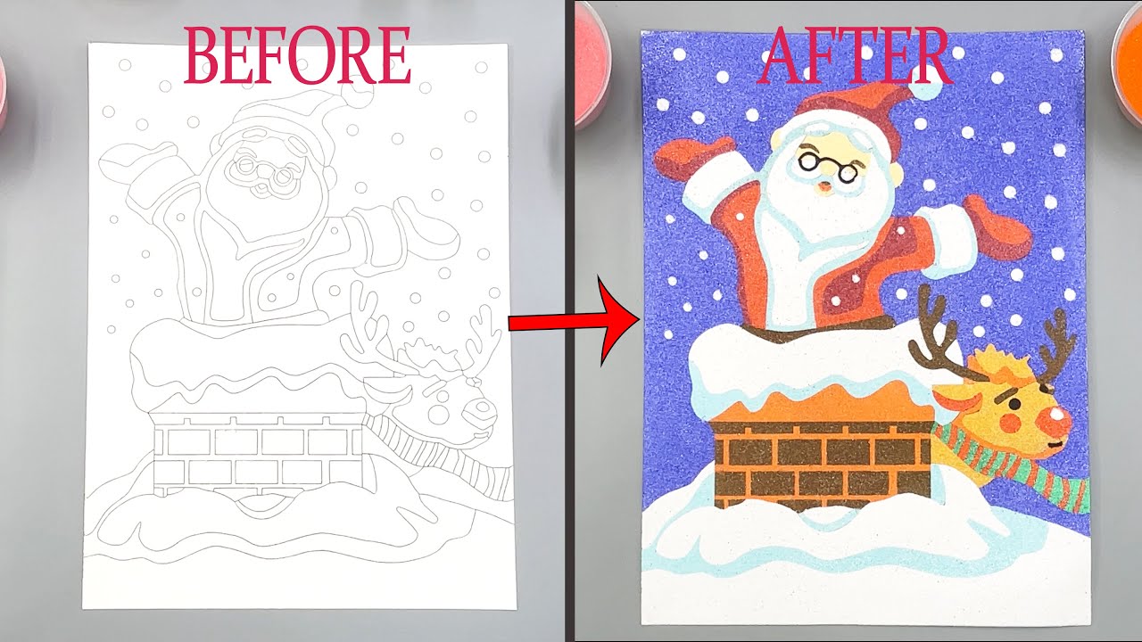 Amazing! 🎅 Santa Claus & Reindeer Sand Art - Satisfying Christmas Coloring ASMR (No Talking)