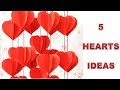 5 Wall Decoration Ideas. Heart Design Valentine's Day Room Decor Ideas. Paper Flower Wall Hanging