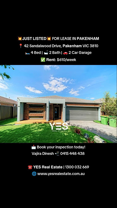 FOR LEASE 📍42 Sandalwood Drive, 𝗣𝗮𝗸𝗲𝗻𝗵𝗮𝗺 VIC 3810 🛏️ 4 🛁 2 🚗 2 #realestate #forrent #melbourne