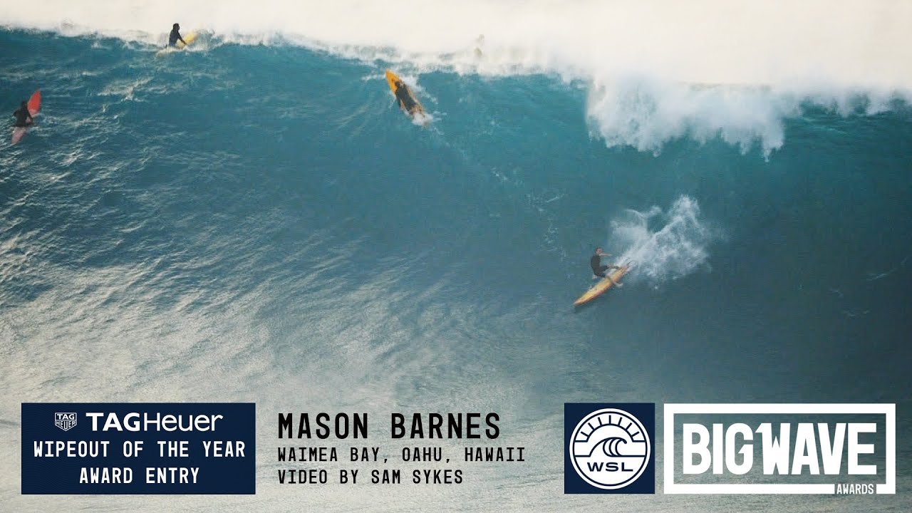 Mason Barnes at Waimea Bay - 2016 TAG Heuer Wipeout of the Year Entry - WSL Big Wave Awards