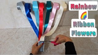 Ribbon Flowers/Satin Ribbon Flowers/Ribbon Rose/How to make Ribbon Flowers