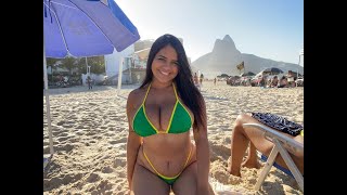 🌴 4K Brazilian Girl at Leblon Beach, Rio de Janeiro: Beach Vibes & Tropical Thrills! ☀️🌊