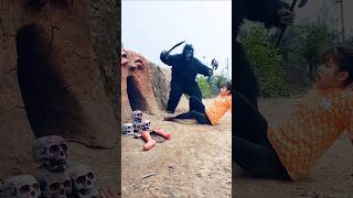 King Kong Monster Frantically Chasing People and Spiderman