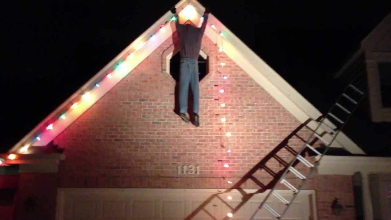 Guy Falling off Ladder Fail, Christmas Decoration - YouTube