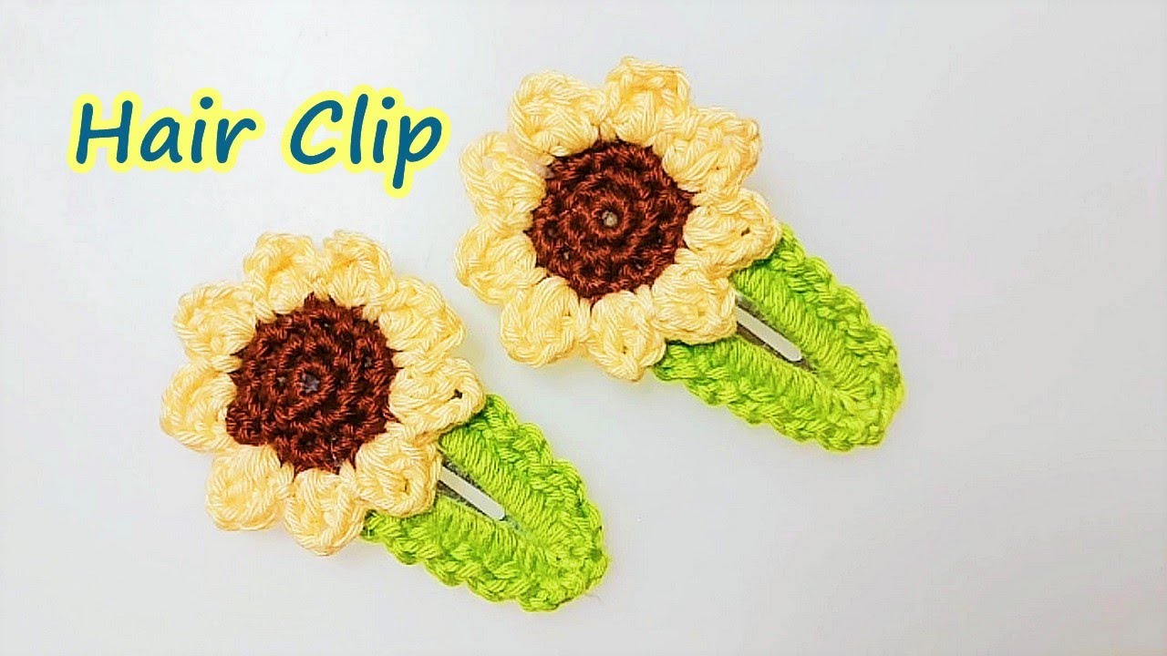 How to crochet sunflower hair clips