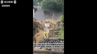 小川が茶色い濁流に　倒木、材木散乱　岐阜県下呂市の豪雨動画