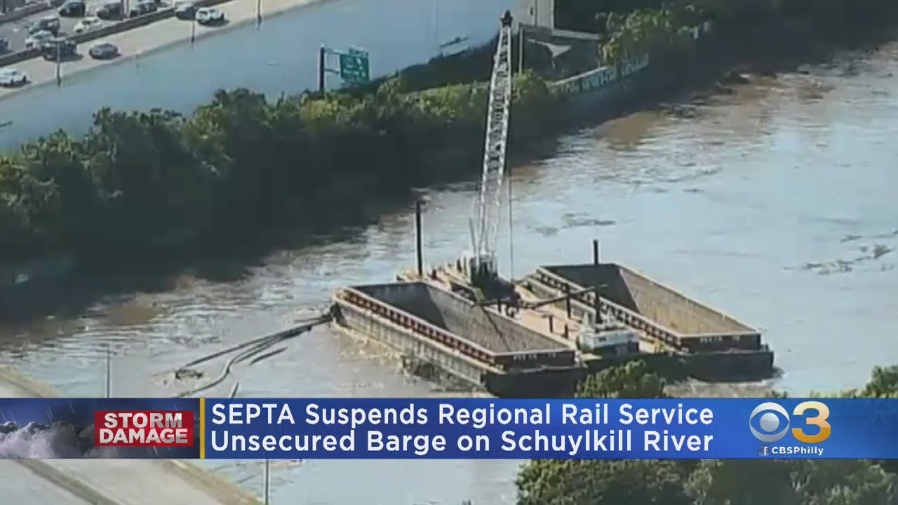 SEPTA Shuts Down Regional Rail Service Due To Unsecured Barge On Schuylkill River