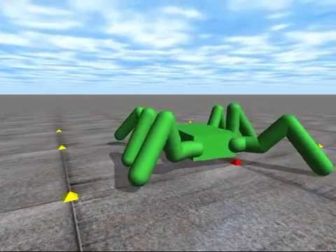 Hexapod walking simulation