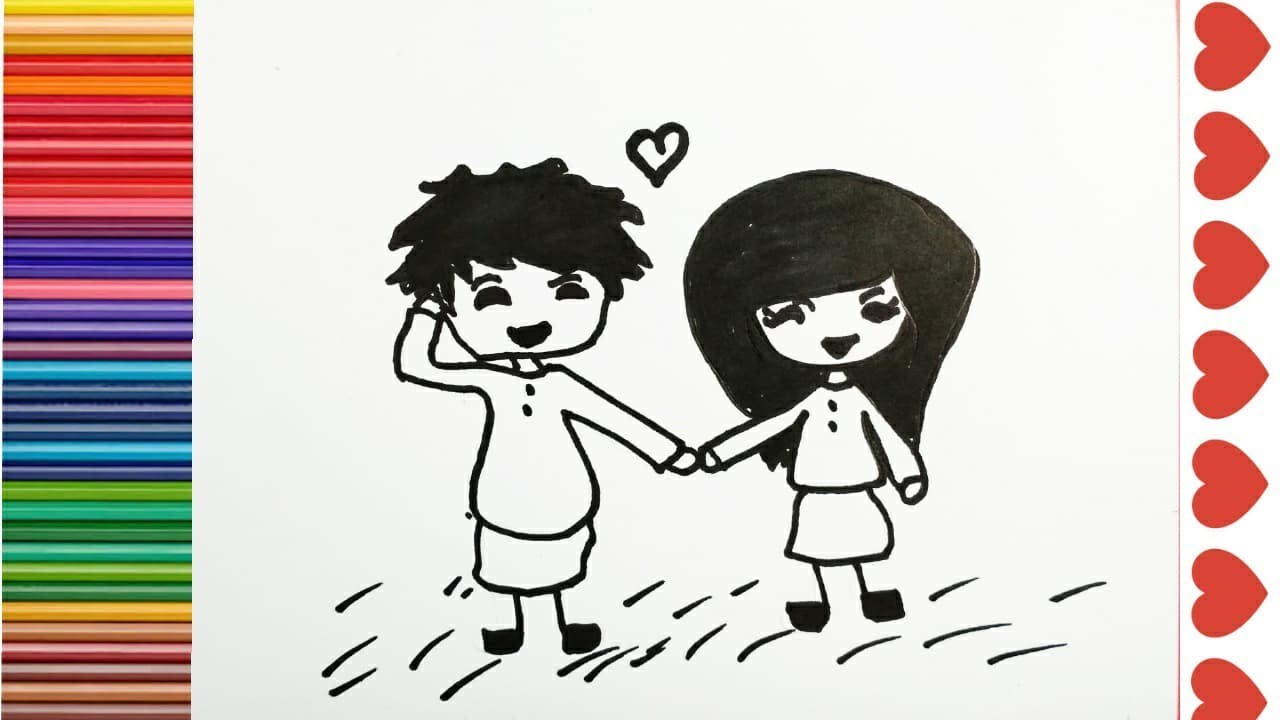 How To Draw Cute Cartoon Couple Draw Best Couple How To Draw Romantic Couple Emo Girl Boy Youtube