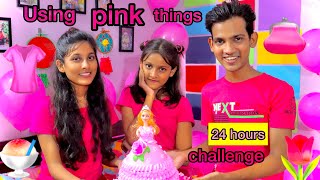 Using Only Pink Things For 24 Hours Funniest Challenge Pink Food For 24 Hours
