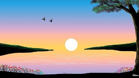 sun rise drawing | How to draw in ms paint | computer drawing | morning scenery drawing | #mspaint