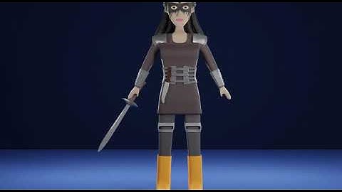3d warrior women character animation in Blender