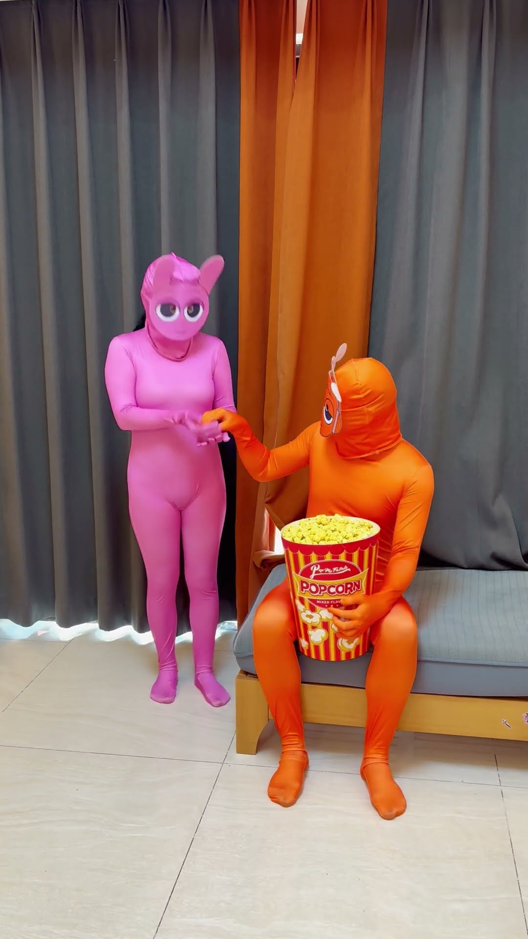 funny popcorn sharing