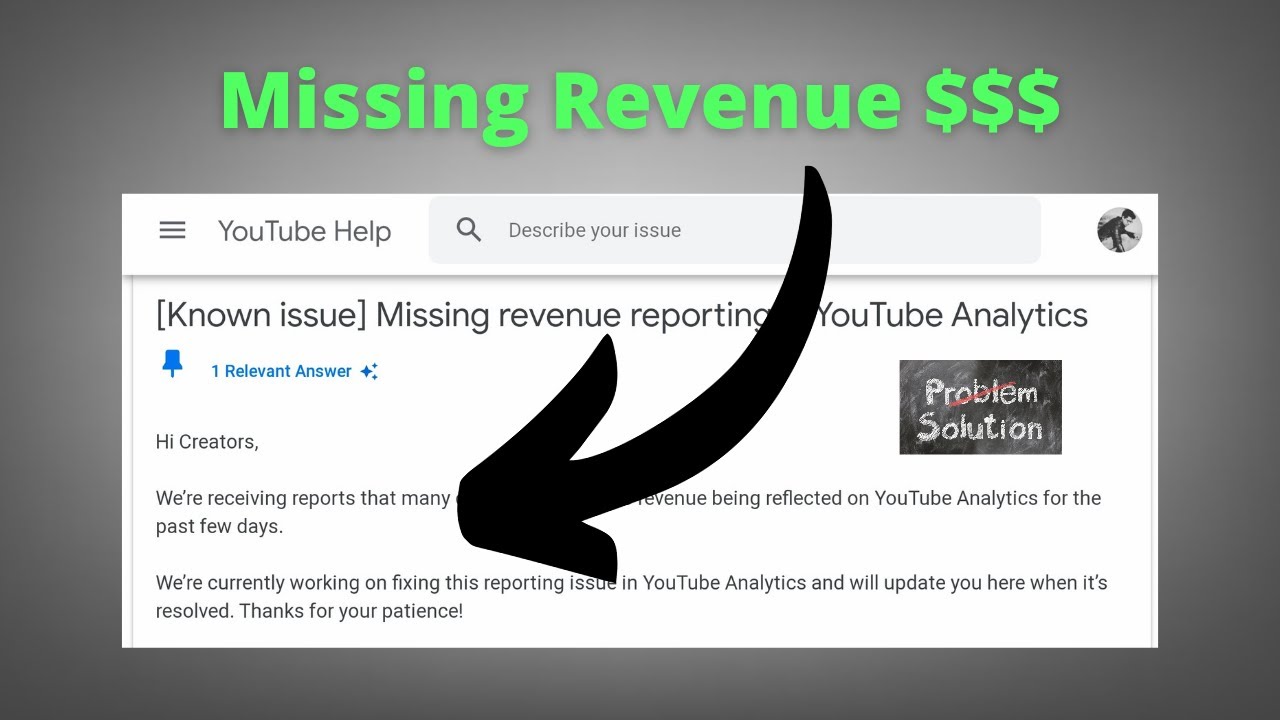 [Known issue] Missing revenue reporting in YouTube Analytics ...