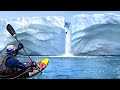 Kayak sur des cascades de glace isoles