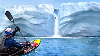 Kayaking Down the ICE WALL Waterfall (extreme Arctic adventure) screenshot 5