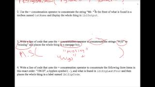 VB Concatenation Worksheet #1