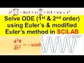Solve ODE (1st and 2nd order) using Euler’s & modified Euler’s method in SCILAB