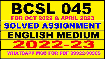 bcsl 45 solved assignment 2022-23 in english | bcsl 45 solved assignment 2022-23 | bcsl 45 2023