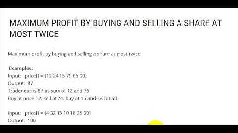 MAXIMUM PROFIT BY BUYING AND SELLING A SHARE AT MOST TWICE