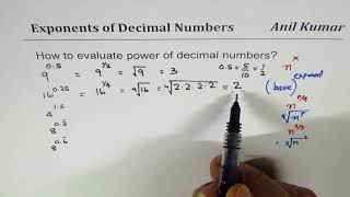 How to evaluate numbers with Decimal Exponents without calculator