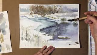 Watercolour Winter Landscape ❄️🌨❄️/Акварель Зимний Пейзаж