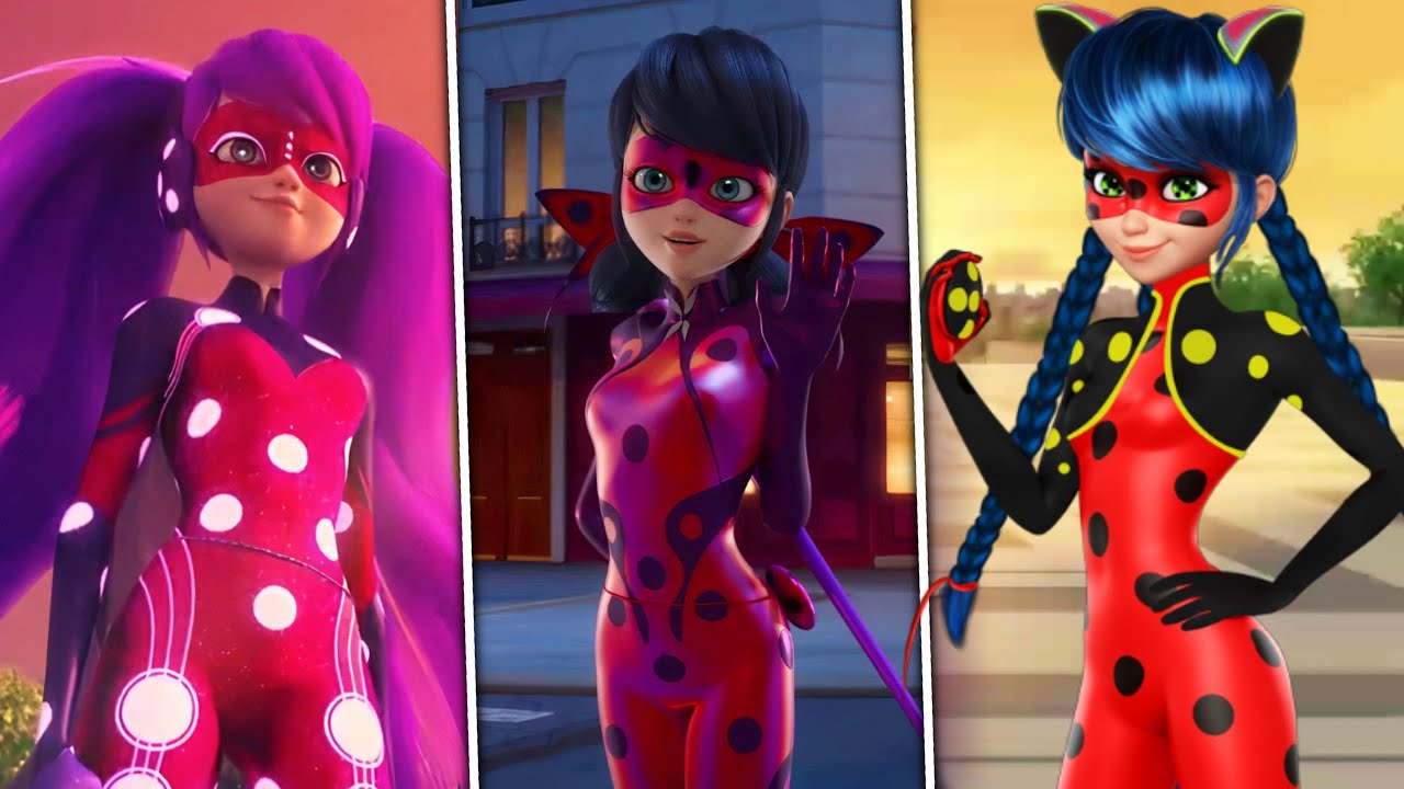 All Transformations of Marinette Dupain Cheng | Lady Fly, Bug Noir, Penny Bug, Lady Noir, Cosmo Bug All Transformations of Marinette Dupain Cheng | Lady Fly, Bug Noir, Penny Bug, Lady Noir, Cosmo Bug
