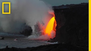 Spectacular Lava "Waterfall" Pours Into the Ocean | National Geographic