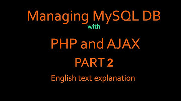 Connecting to MySQL DB with PHP and AJAX - Part 2