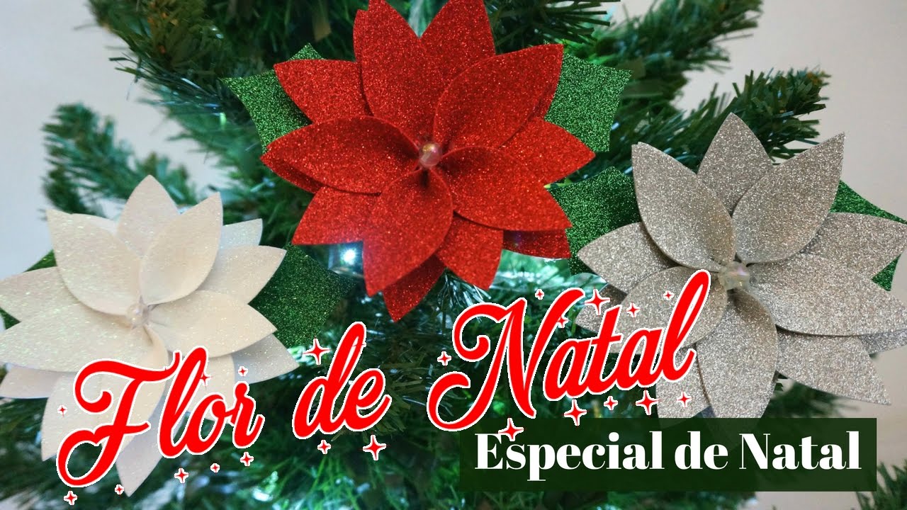 Flor de NATAL em E.V.A (Enfeite de NATAL) |DIY - Faça você mesmo - thptnganamst.edu.vn