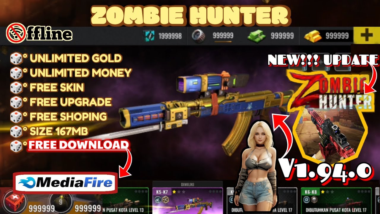 ZOMBIE HUNTER OFFLINE | UPDATE MOD APK V1.94.0 | UNLIMITED GOLD & MONEY | GAME ANDROID UPDATE 2025