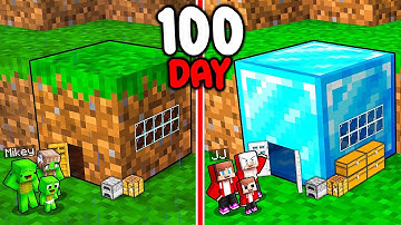 JJ and Mikey: POOR vs RICH Block Base 100 Days Family Battle in Minecraft - Maizen