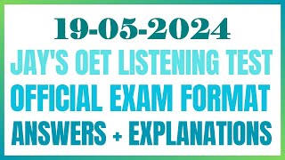 OET LISTENING TEST 19.05.2024 #oet #oetexam #oetnursing #oetlisteningtest