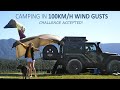 CAR CAMPING in HEAVY WINDS [ Jeep Wrangler overlanding, Campfire cooking ] Sounds of Camping Ep 16