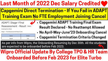 Capgemini Direct Termination Training FTE Joining Criteria Changed Wipro Final Official Joining Date