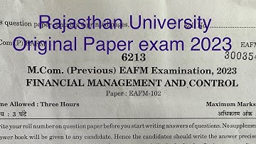 Mcom (P) exam paper 2023 | EAFM | Financial Management and Control | Dr. Ruchi Khandelwal