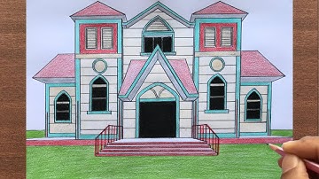 How to Draw a Church in 1-Point Perspective