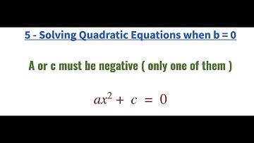 Solving Quadratic Equations by Factoring  ( b = 0 ) - Part 5