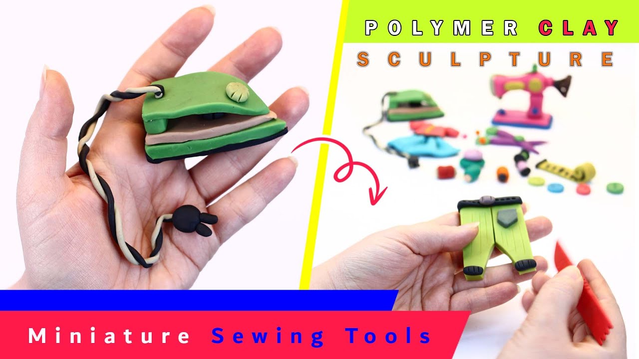 How to Make Polymer Clay Miniature Sewing Machine Set | Sewing Tools and Accessories | Miniature