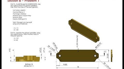 Solidworks CSWA Exam Practice | PART MODELLING | Section B - 1